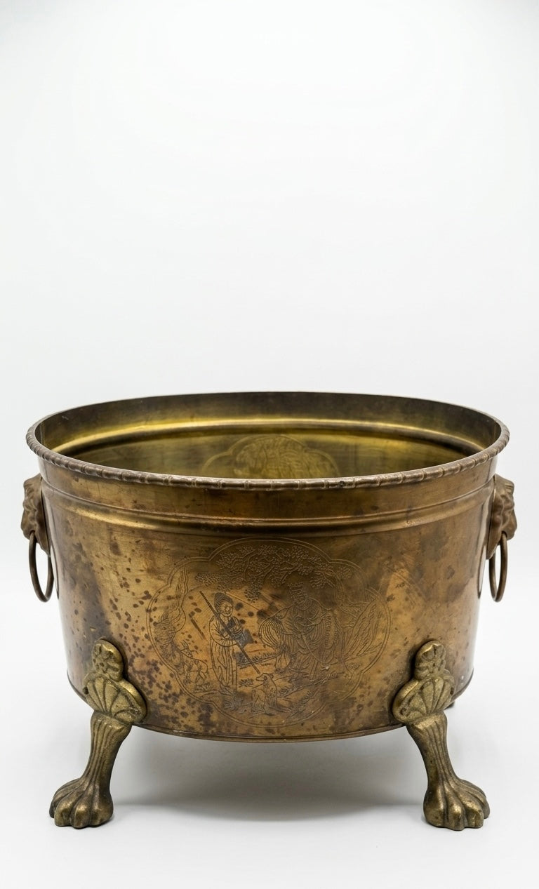 Antique solid brass bucket