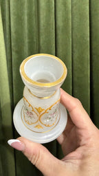 Pair of Bohemian Czech Hand Painted Opaline Bud Vases