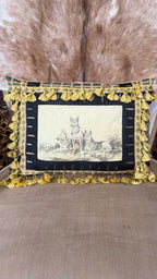 Vintage German Shepherd dogs pillow with tassels