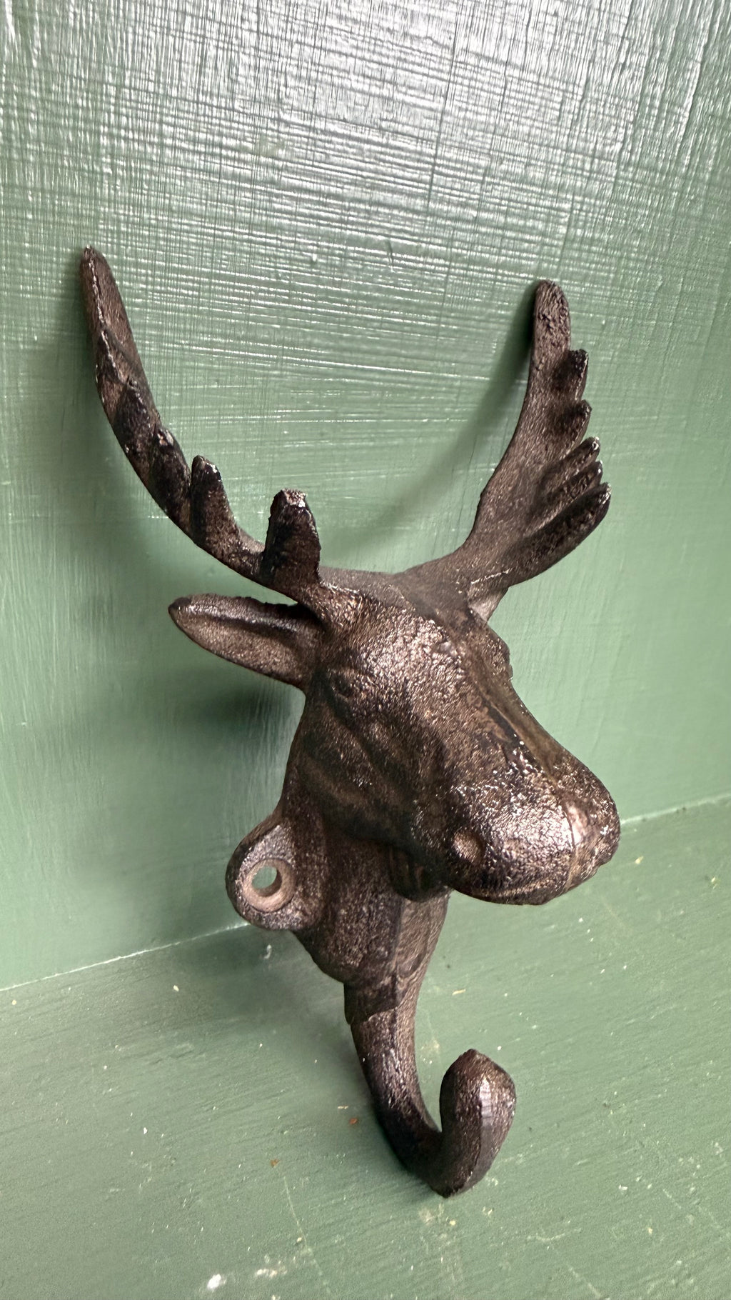 (Reserved) Cast iron moose hook & Lighter brass ram cane