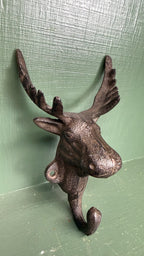 (Reserved) Cast iron moose hook & Lighter brass ram cane