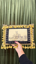 Vintage German Shepherd dogs pillow with tassels