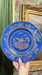Antique Wedgwood Cobalt Gold Pheasant  Dinner Plate England 10.5"