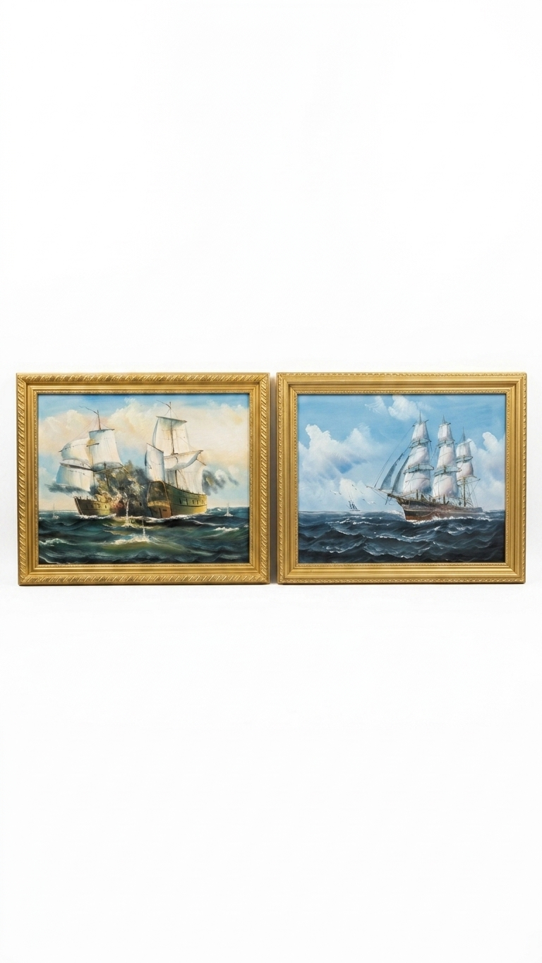 (Reserved) Pair of clipper ship studio paintings