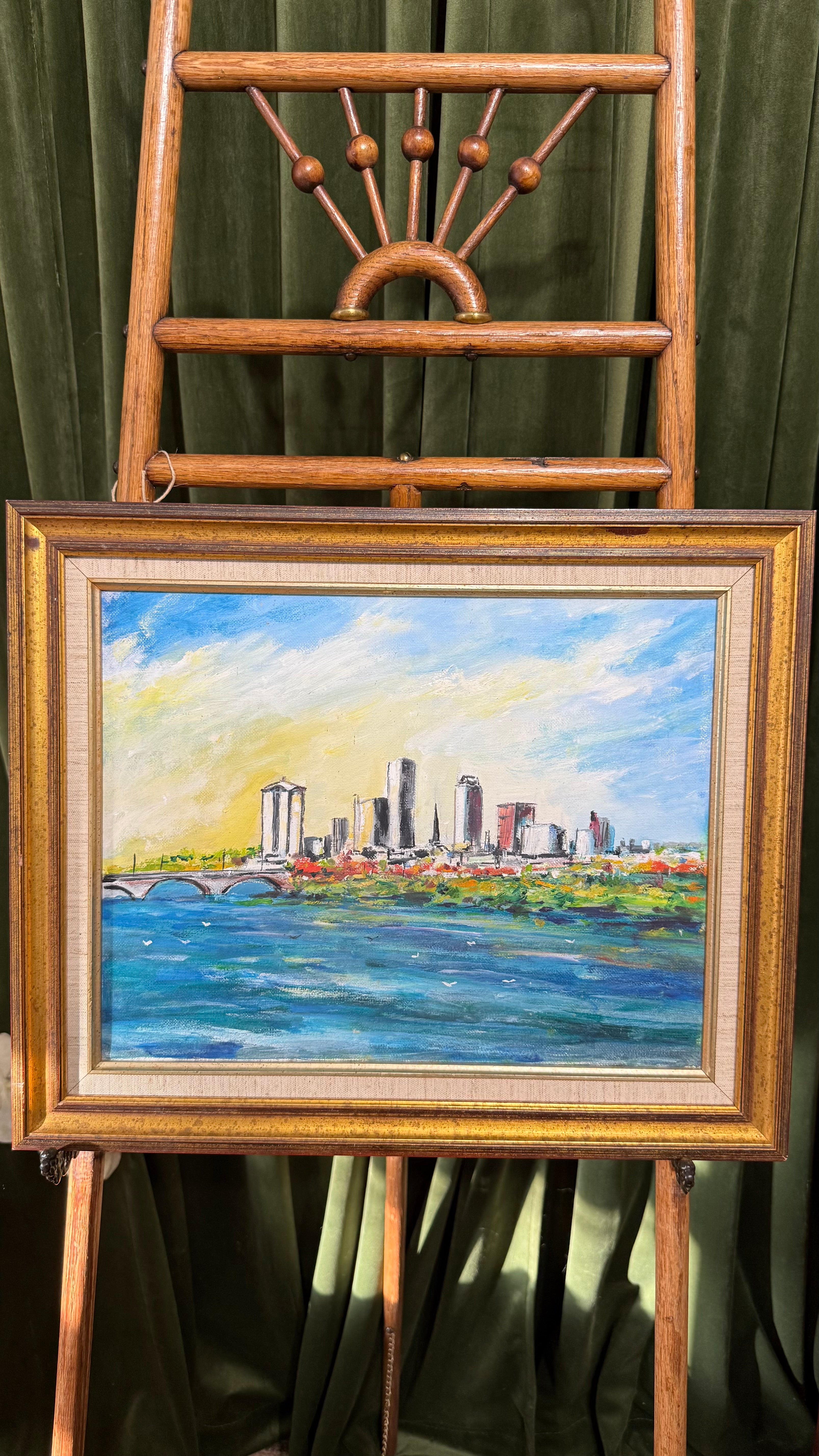 Vintage oil on canvas coastal painting