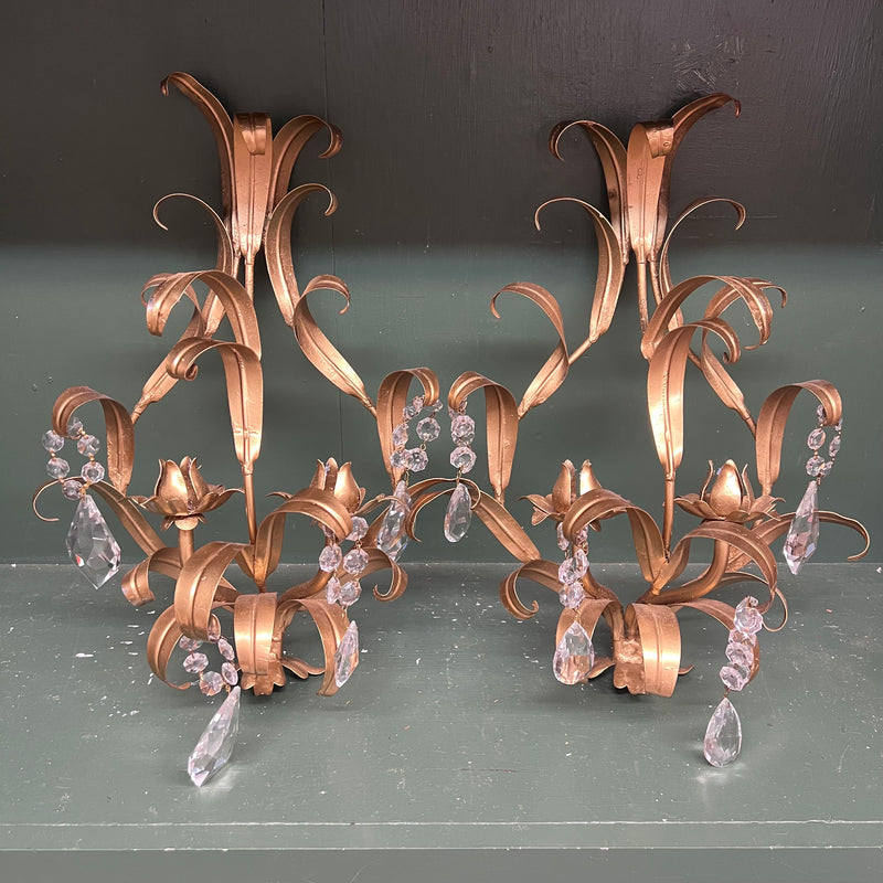 Italian gilt tole sconces (pair)