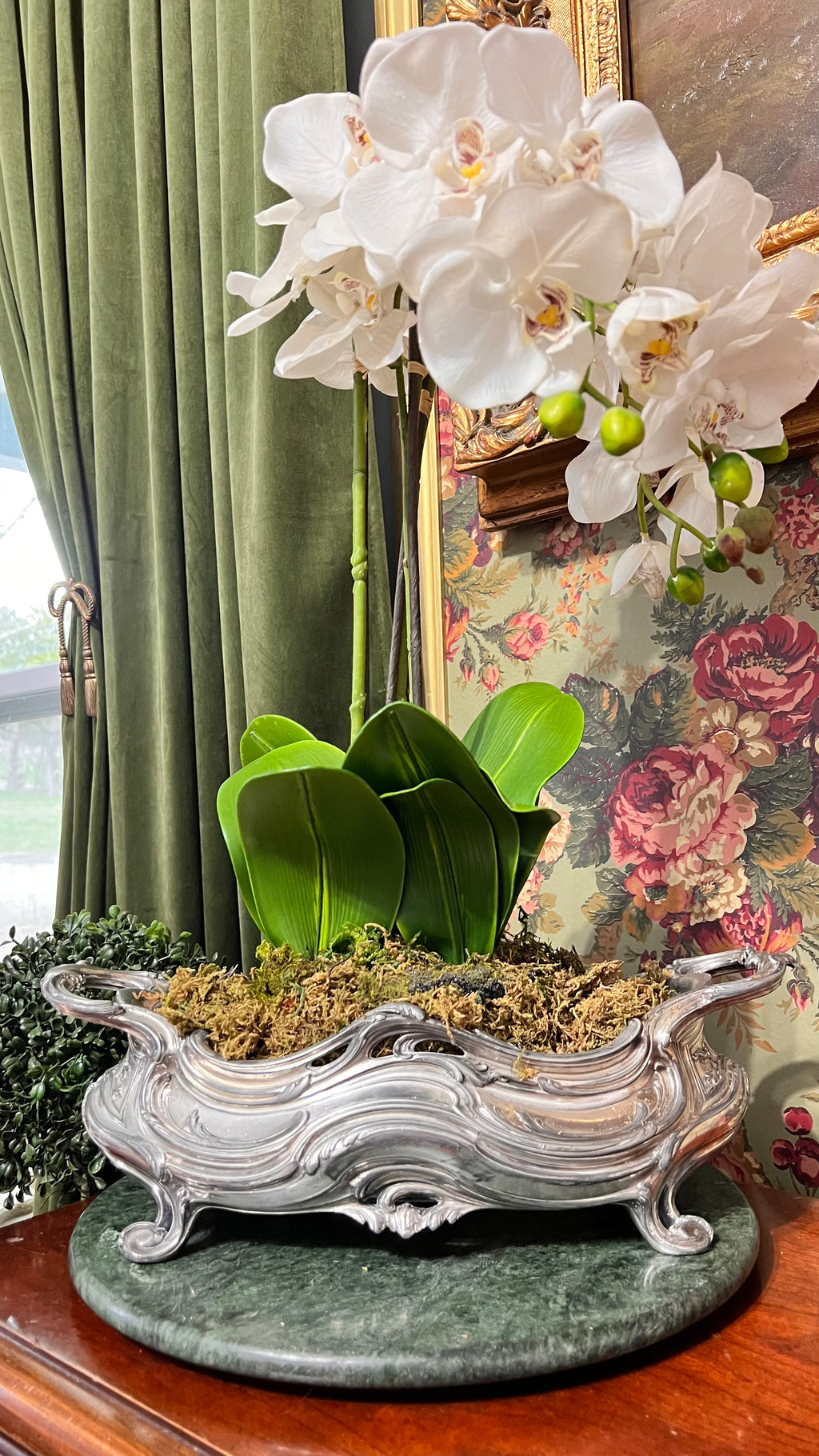 White faux Phalaenopsis orchid drop-in 21”
