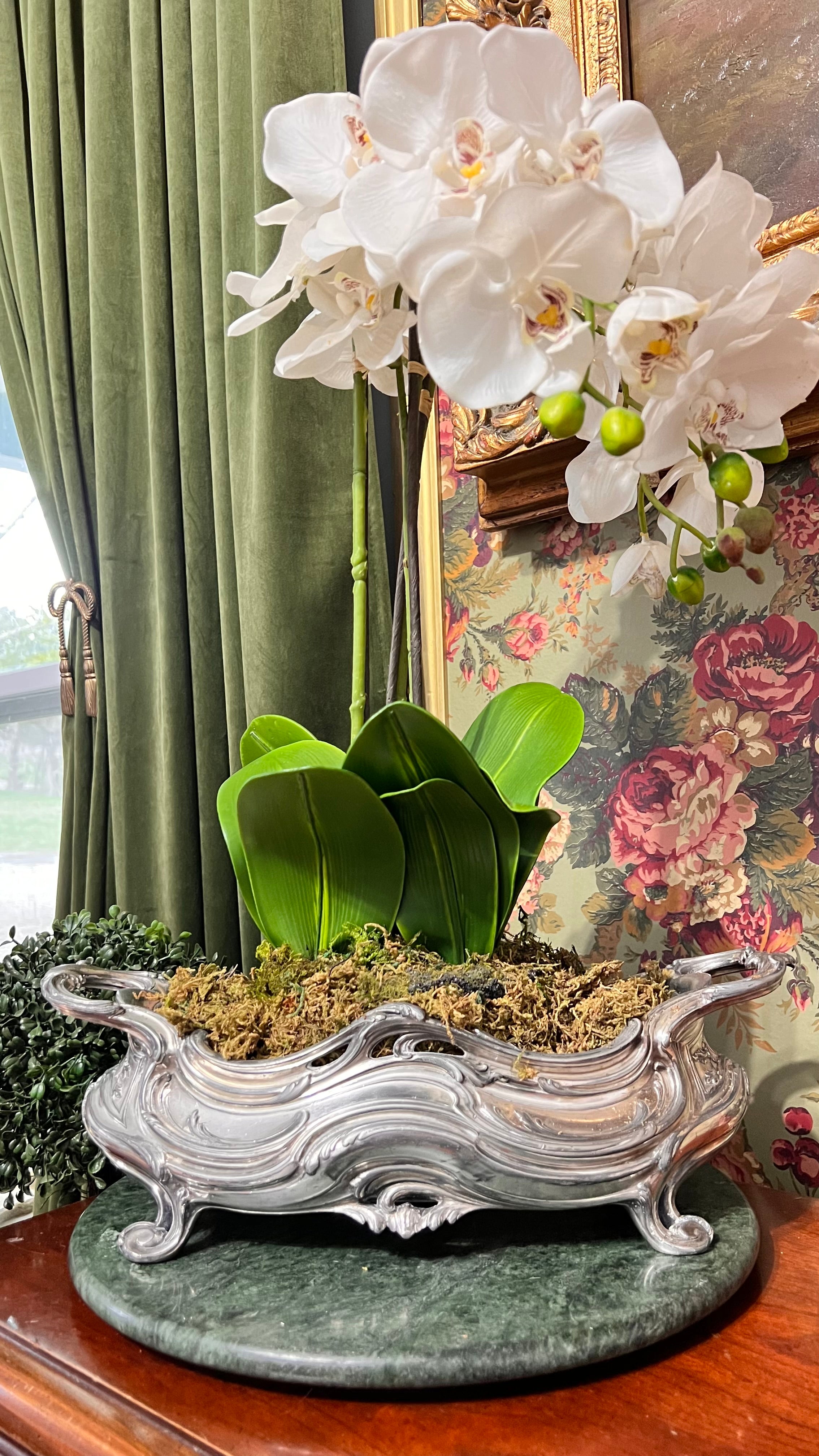 White faux Phalaenopsis orchid drop-in 21”