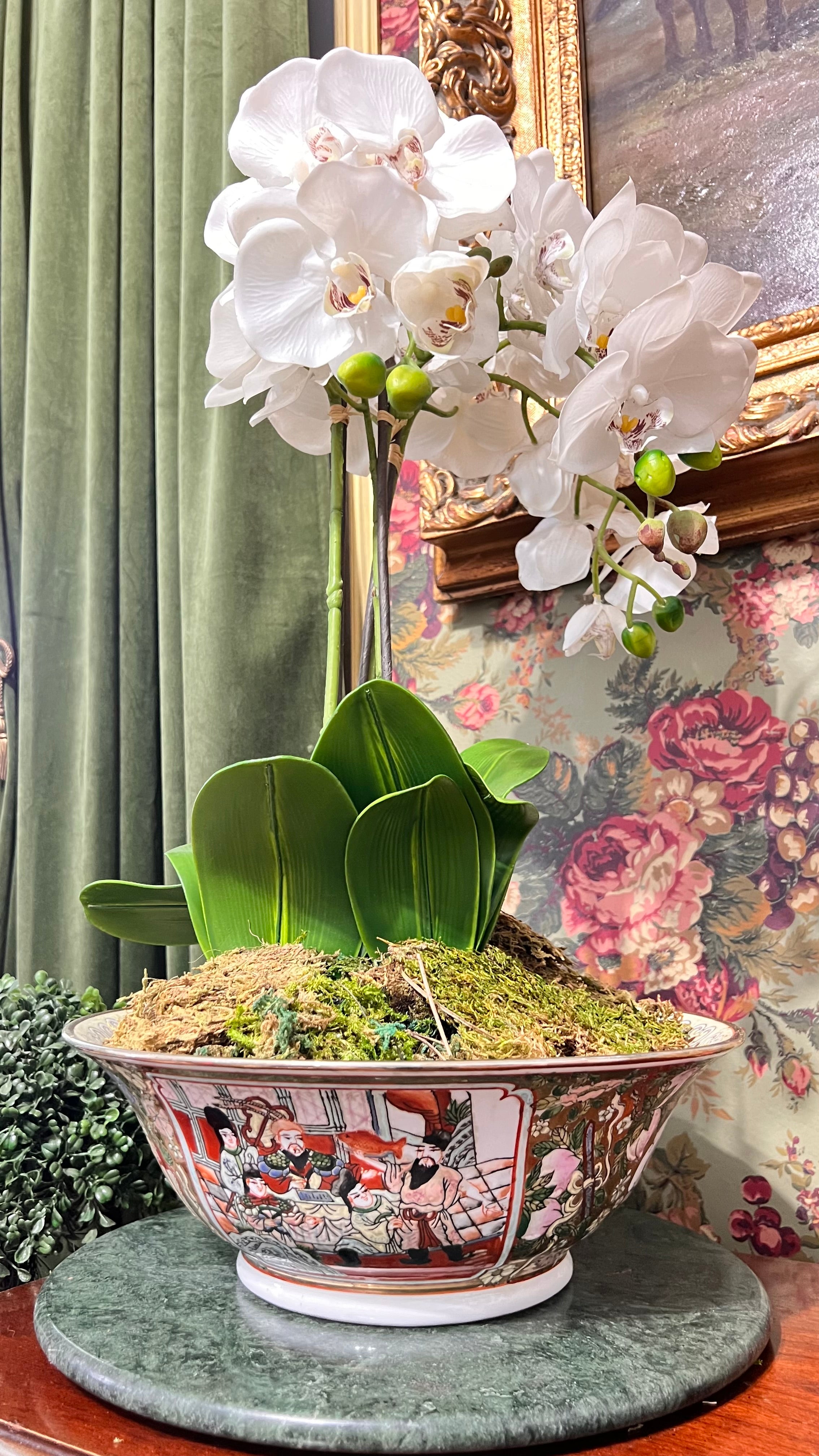 White faux Phalaenopsis orchid drop-in 21”
