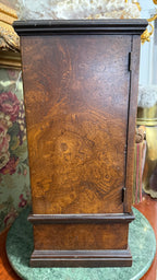 (Reserved) Miniature Burl Wood Armoire Cabinet with 5 leather-bound books