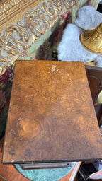 (Reserved) Miniature Burl Wood Armoire Cabinet with 5 leather-bound books