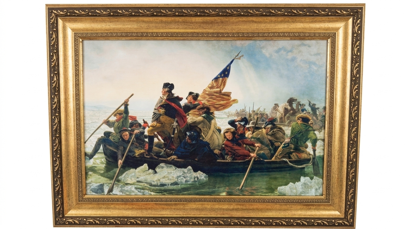 Washington Crossing The Delaware framed print on canvas