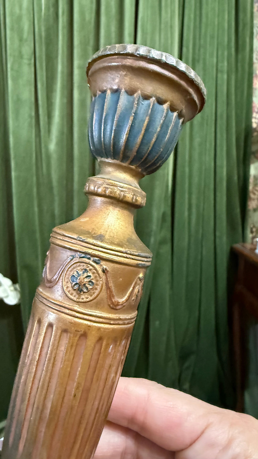 Pair of gilded metal candlesticks