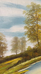 Vintage Original oil on canvas English fox hunting scene signed