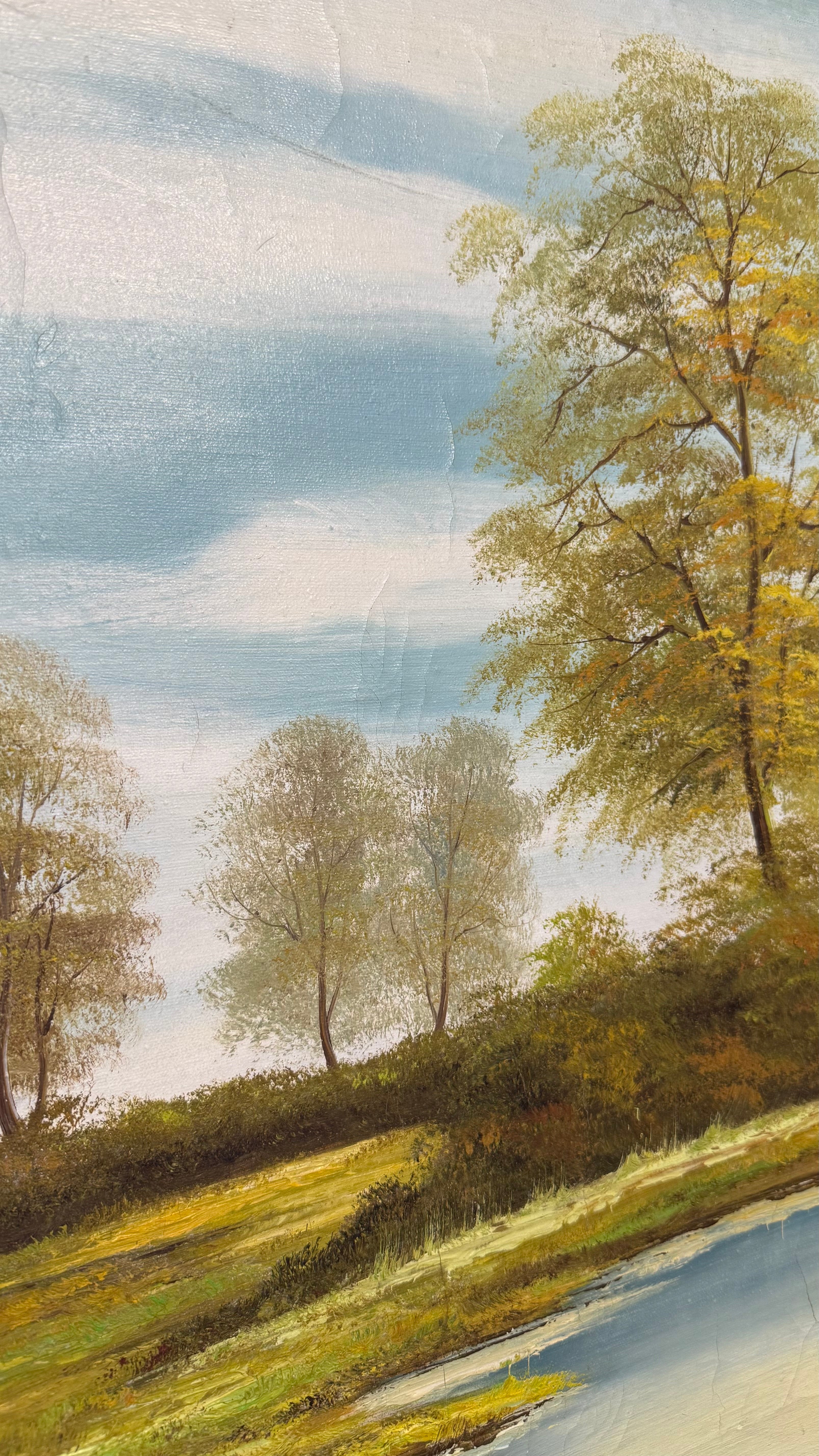 Vintage Original oil on canvas English fox hunting scene signed