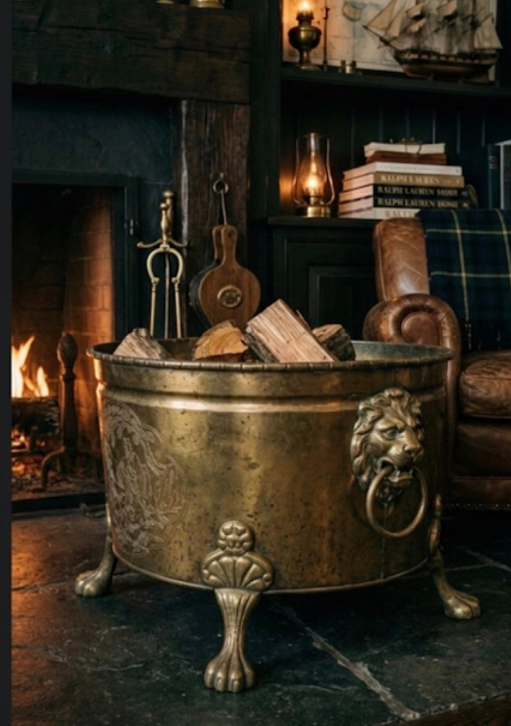 Antique solid brass bucket