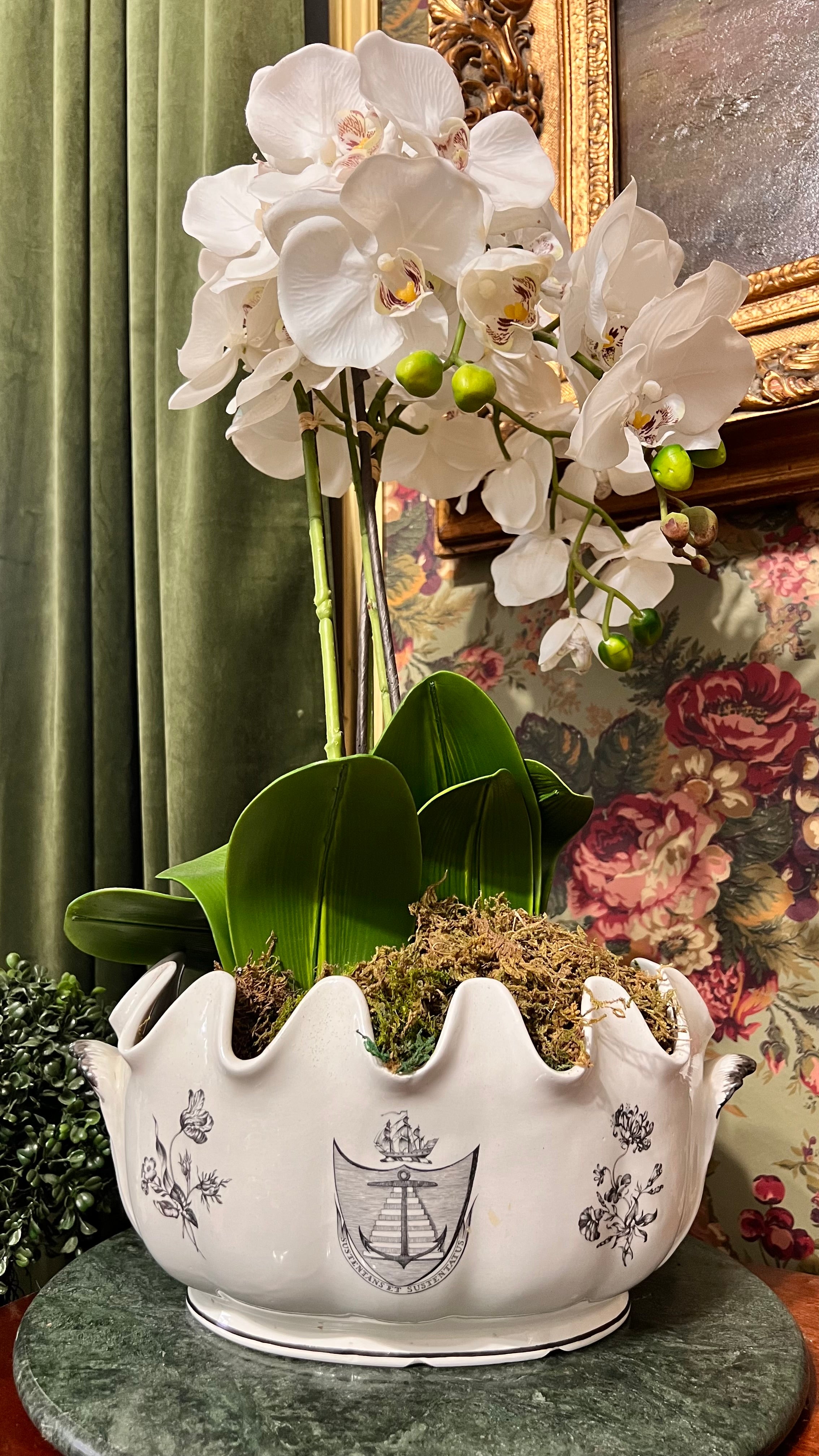 White faux Phalaenopsis orchid drop-in 21”