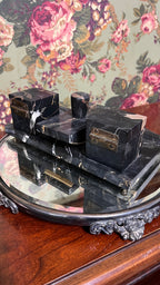 Nero Portoro Italian Black Marble Inkwell Set and Signature Pad