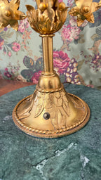 Vintage 5-Light Gilt Tole Floral Candelabra Lamp