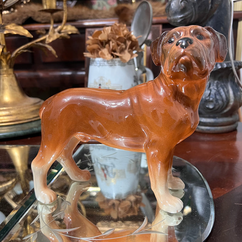 (Reserved) Antique cast iron horse head hitching post & Ceramic box figure made in England
