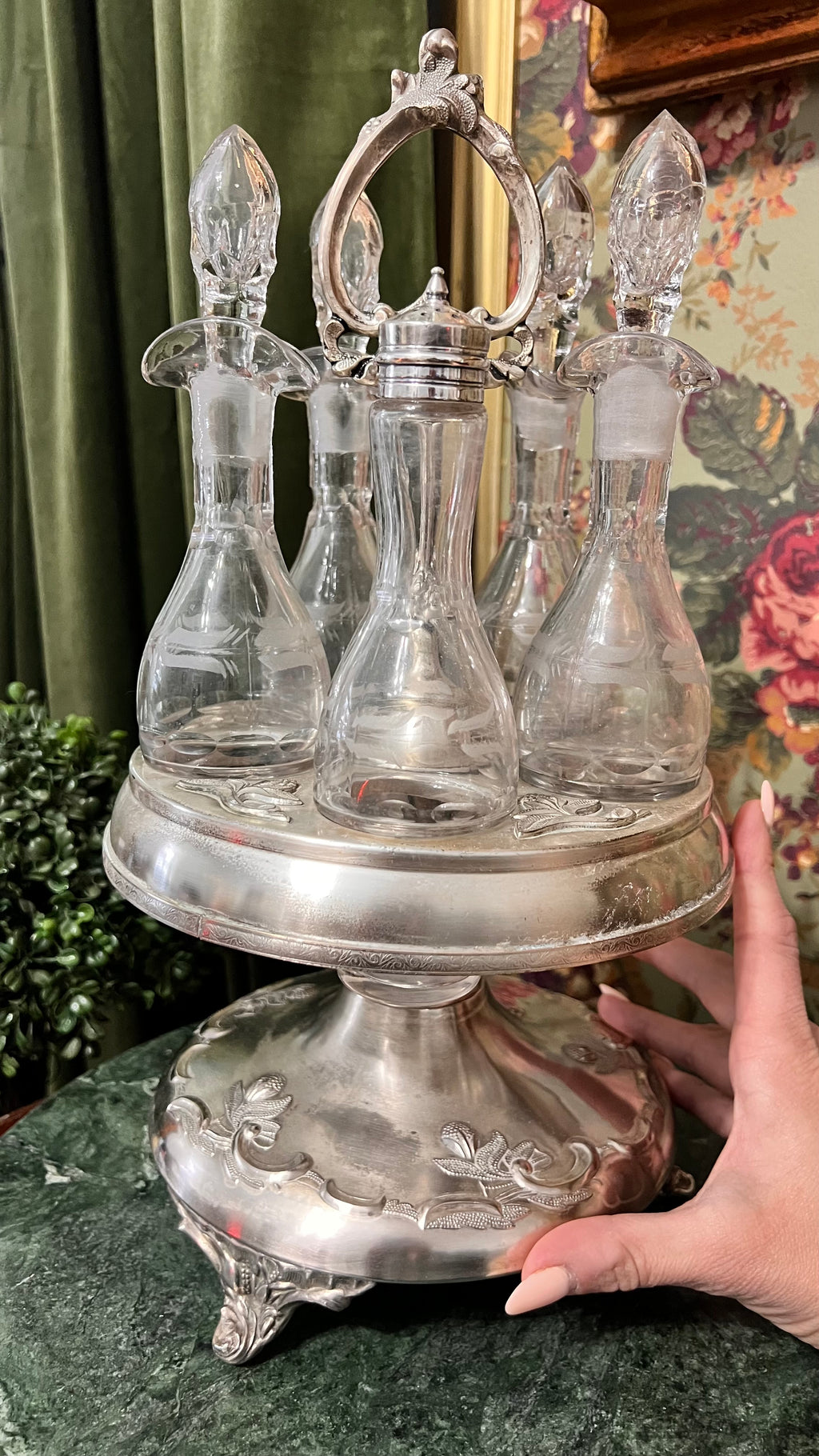 Antique silver plated cruet