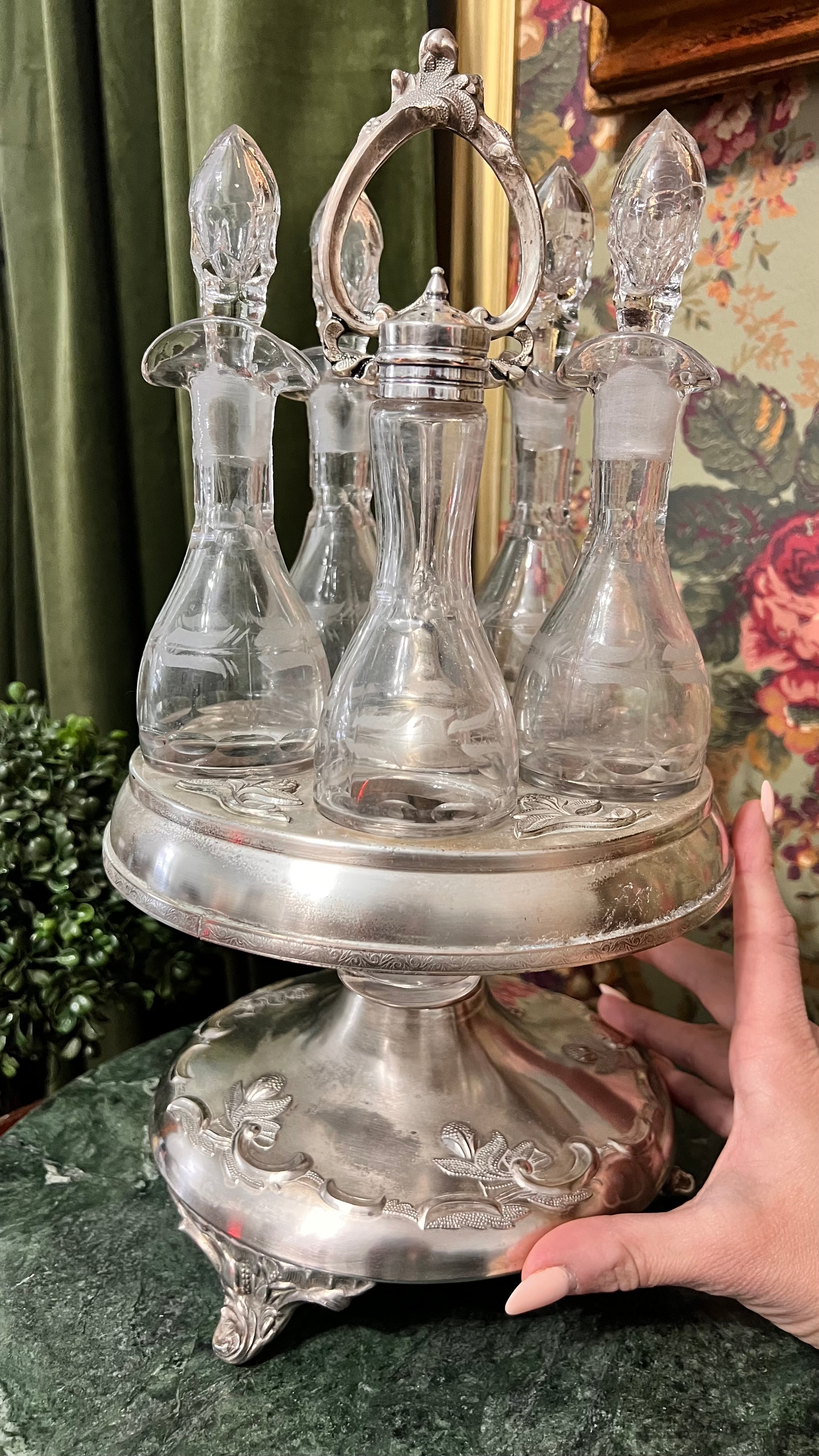 Antique silver plated cruet