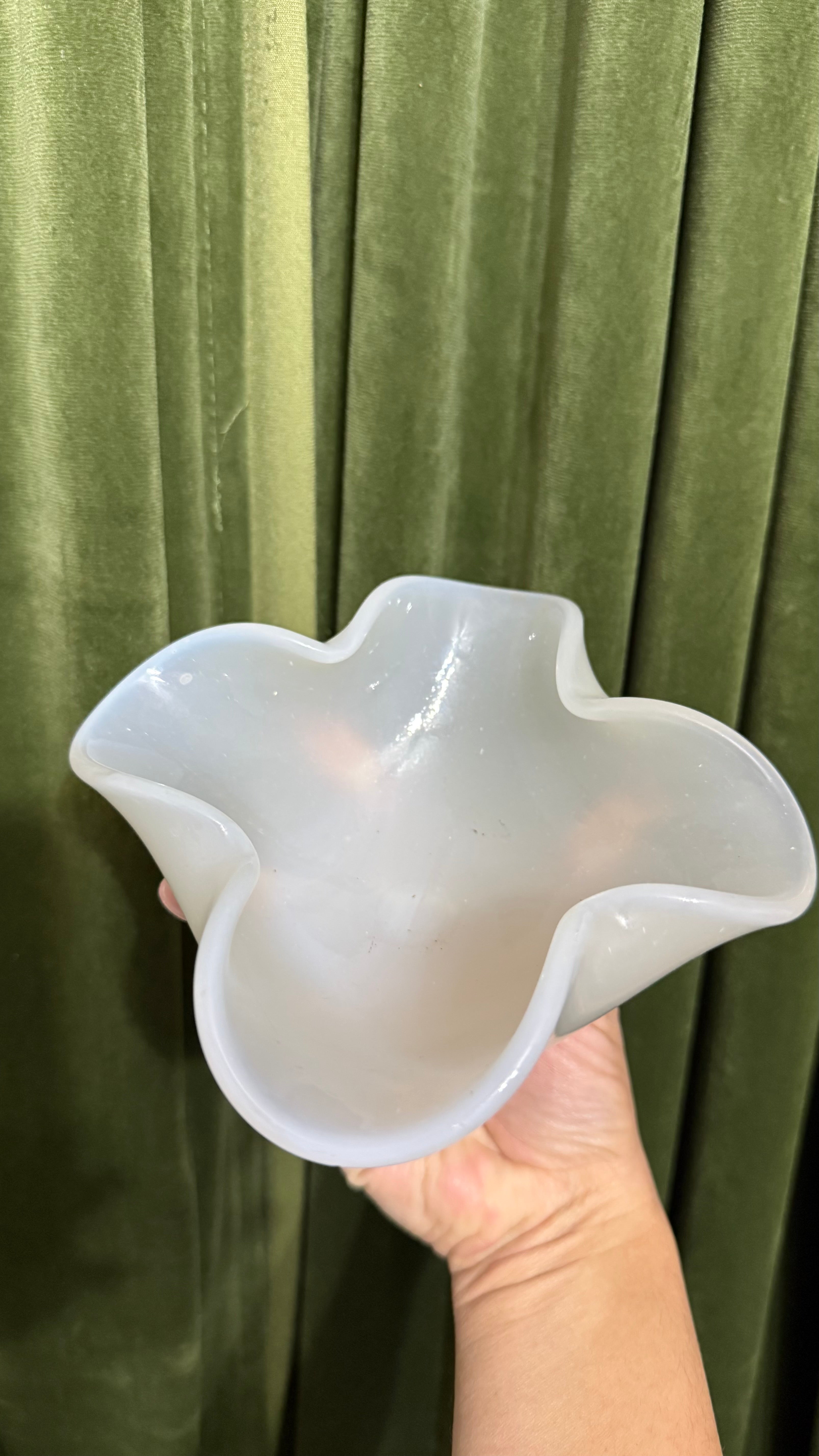 White Venetian Hand blown glass bowl