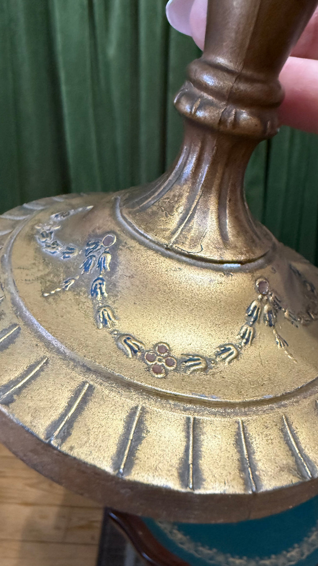 Pair of gilded metal candlesticks