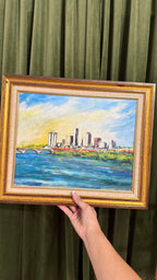 Vintage oil on canvas coastal painting