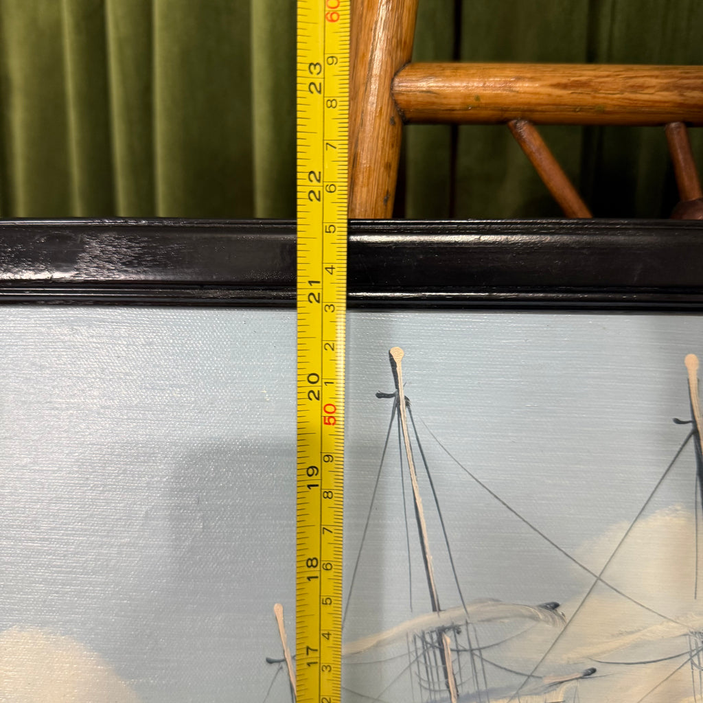 Vintage oil on canvas Clipper Ship painting signed by artist