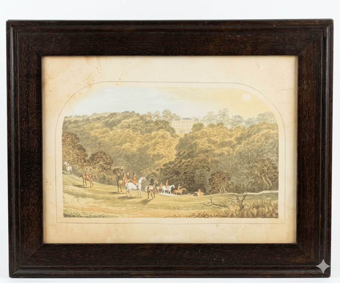 English fox hunting scene print on canvas