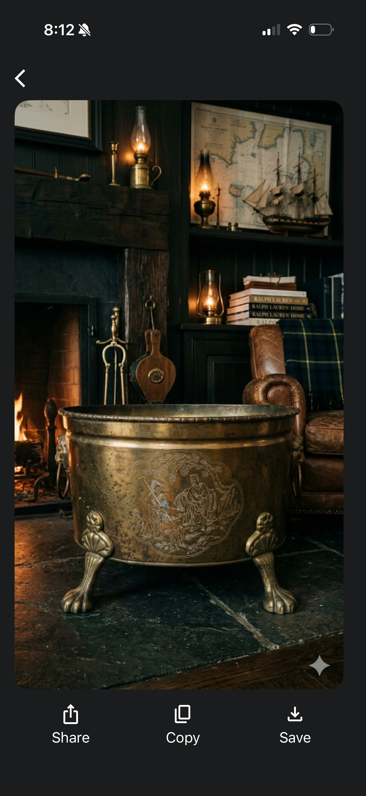 Antique solid brass bucket