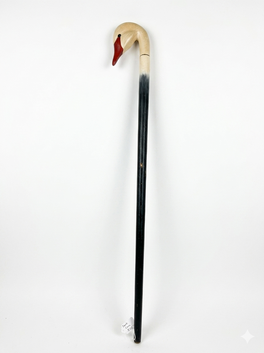 (Reserved) Hand carved and hand painted Swan head walking cane