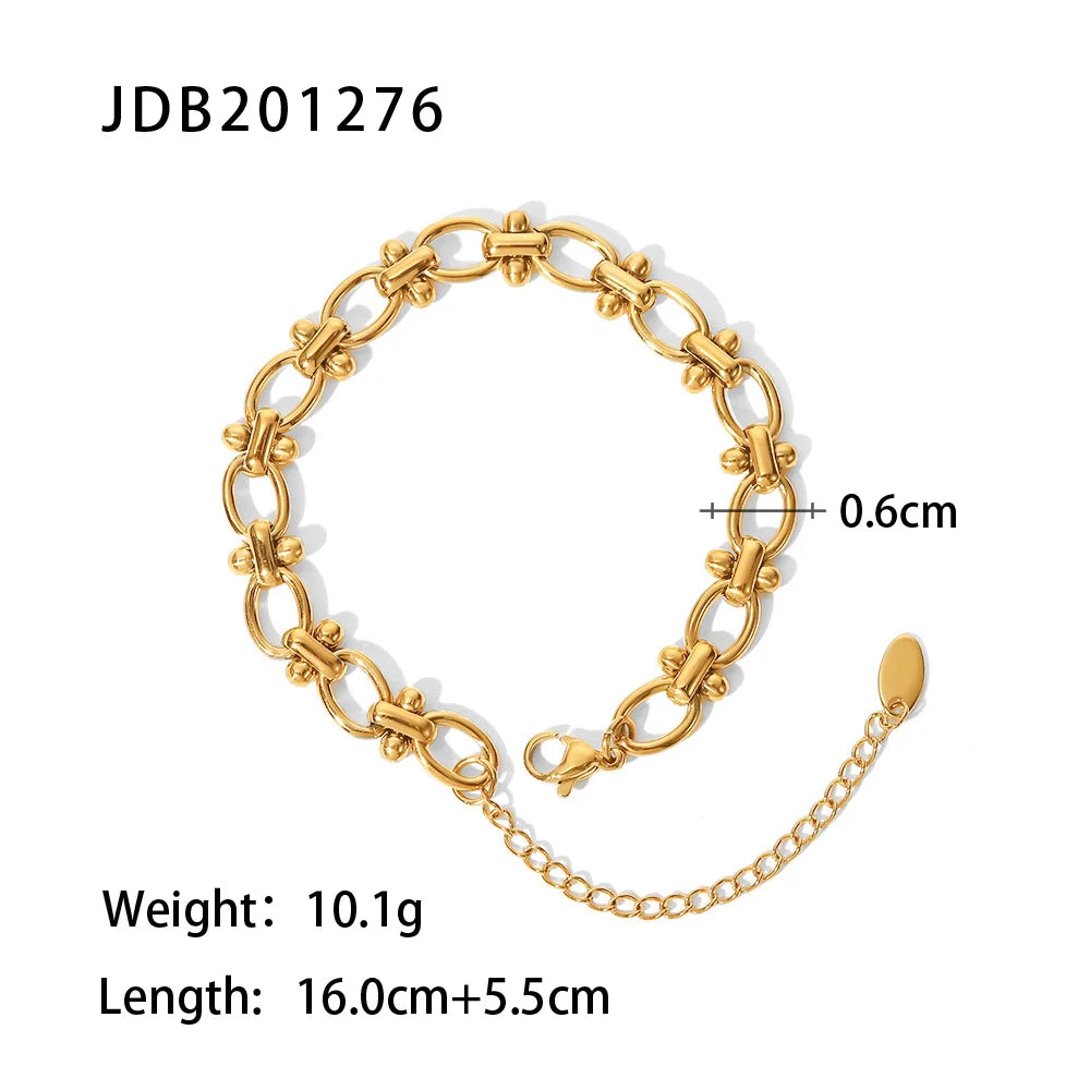 Modern 18K Gold Plated Bracelet | Color Block Equestrian Design