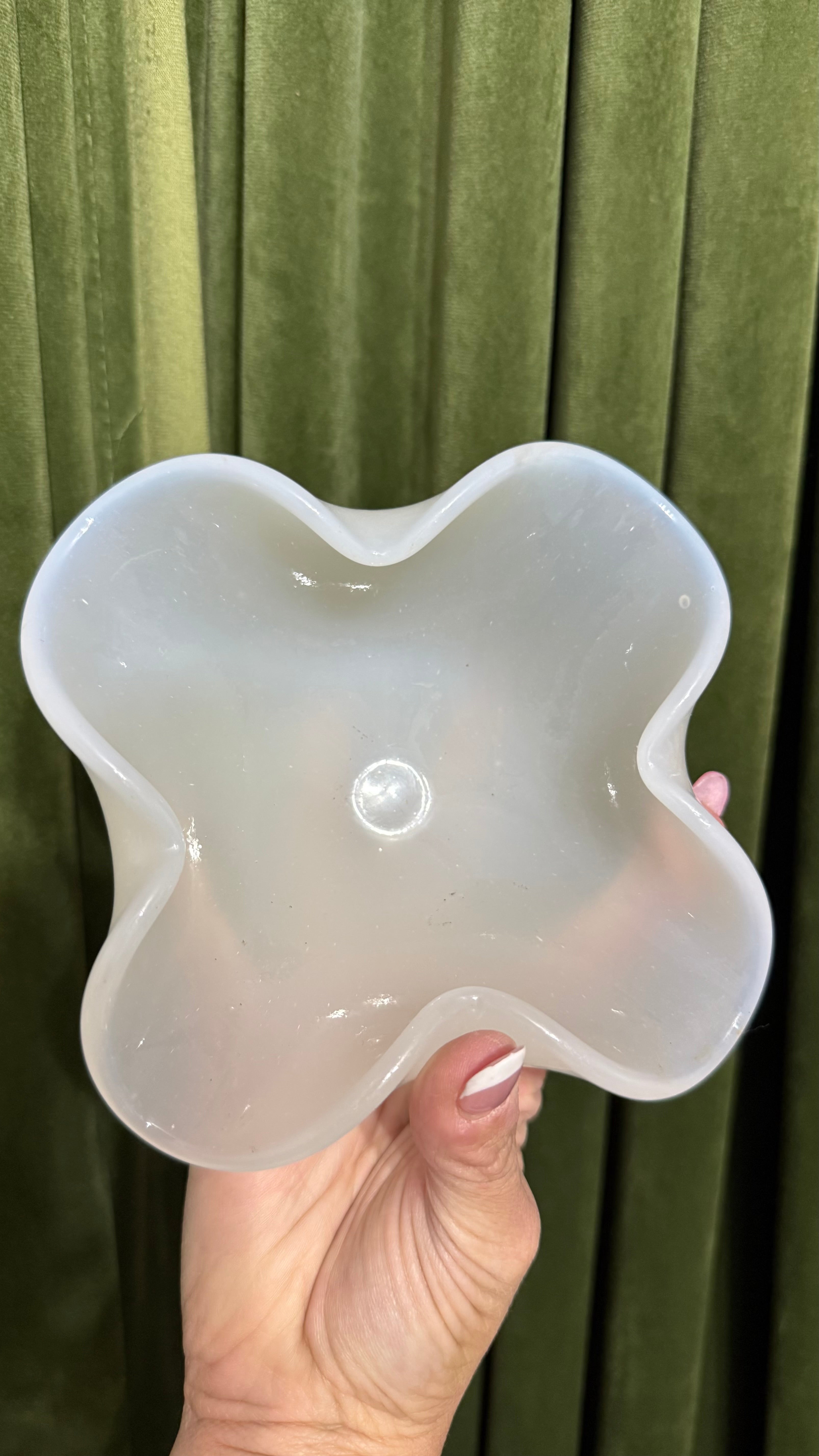White Venetian Hand blown glass bowl