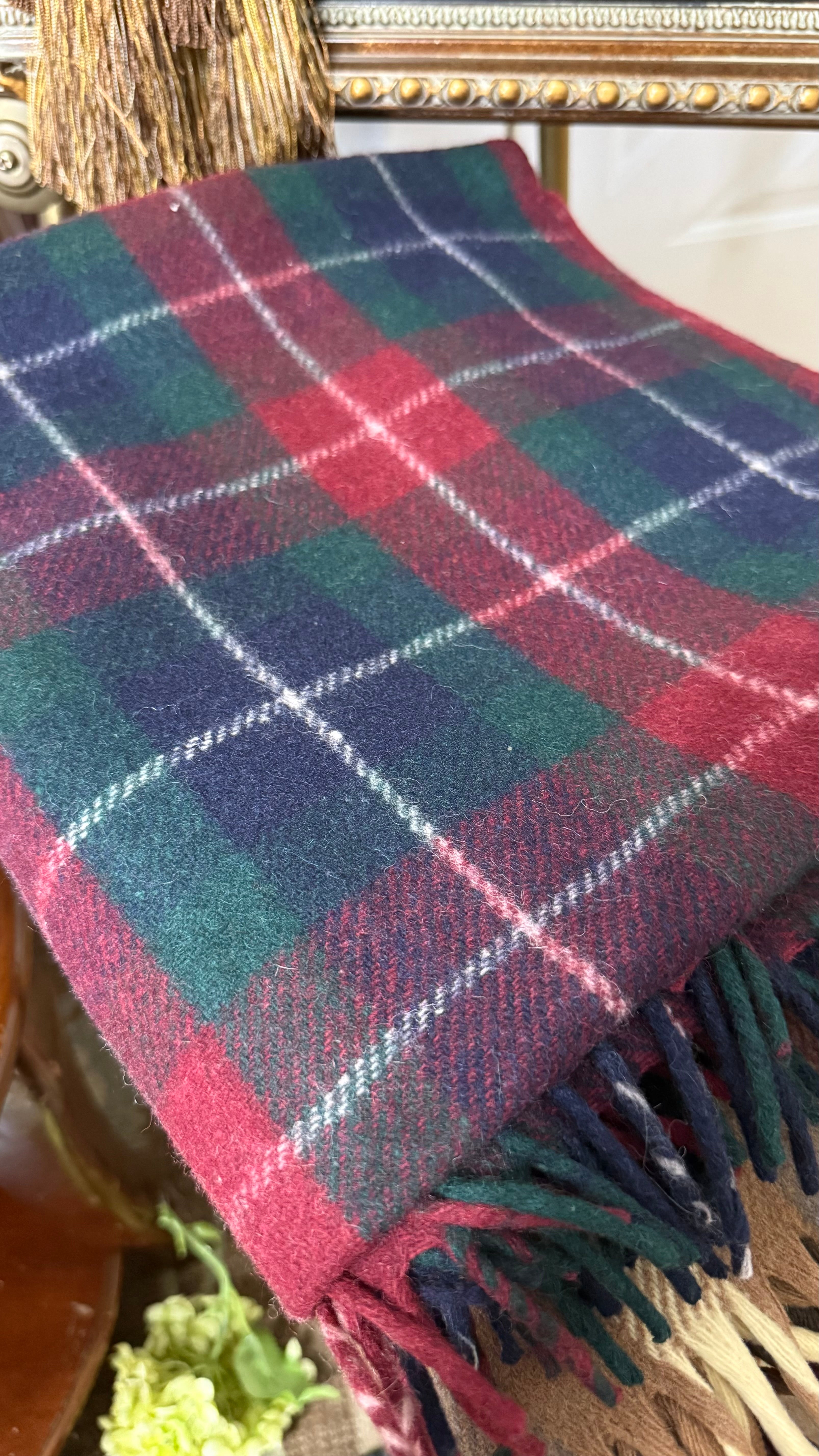 Vintage wool plaid throw