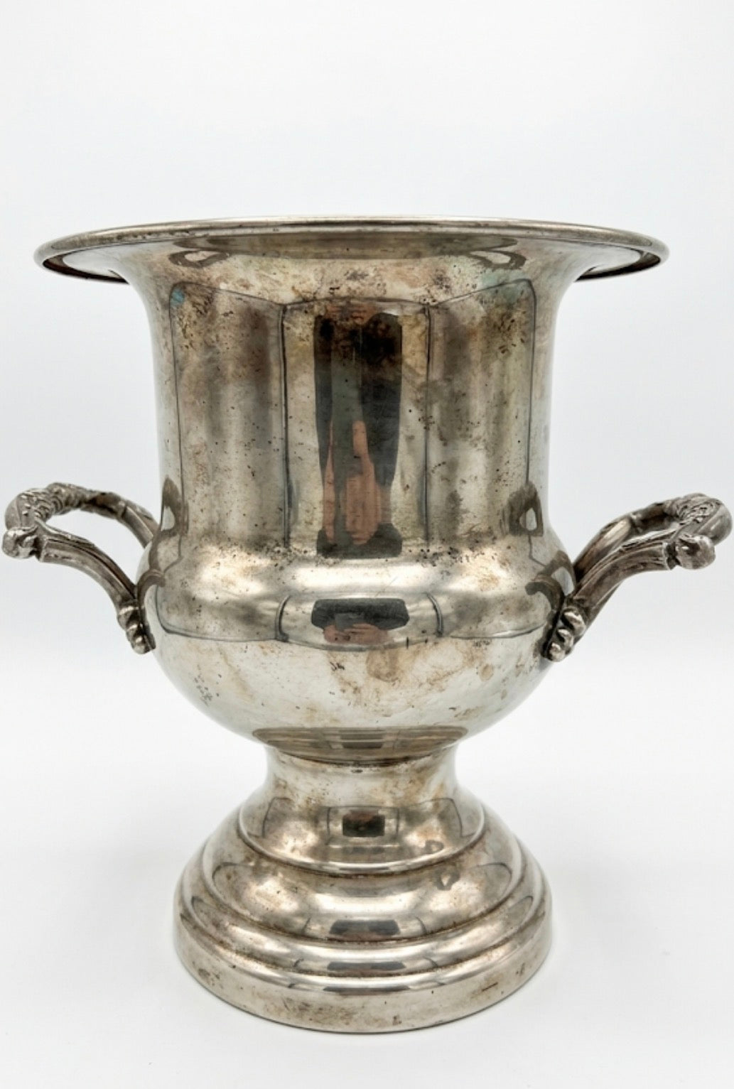 (Reserved) Silver plated patinated champagne bucket / wine cooler