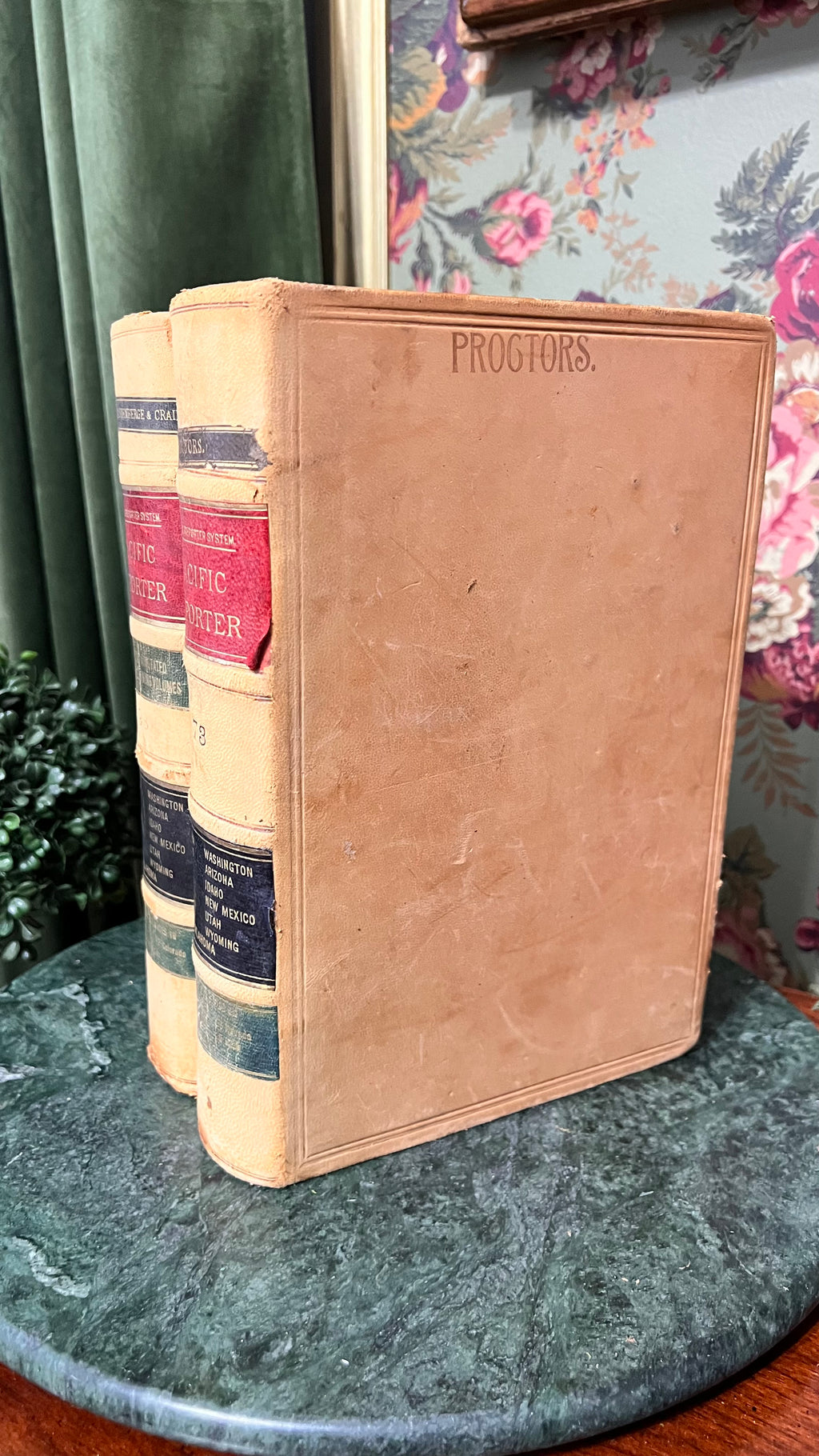 Antique leather bound large books