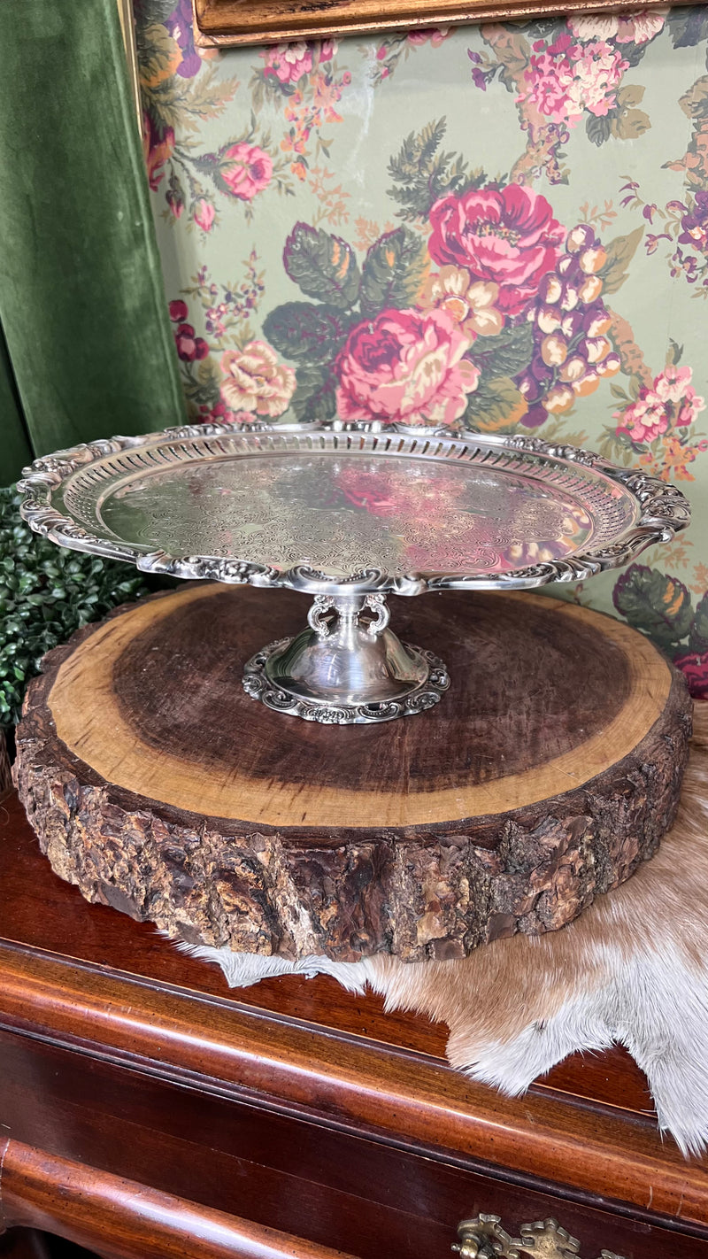 Sterling trophy bowl and silver plated cake stand