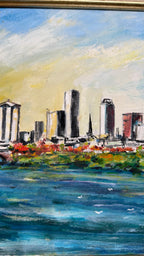 Vintage oil on canvas coastal painting