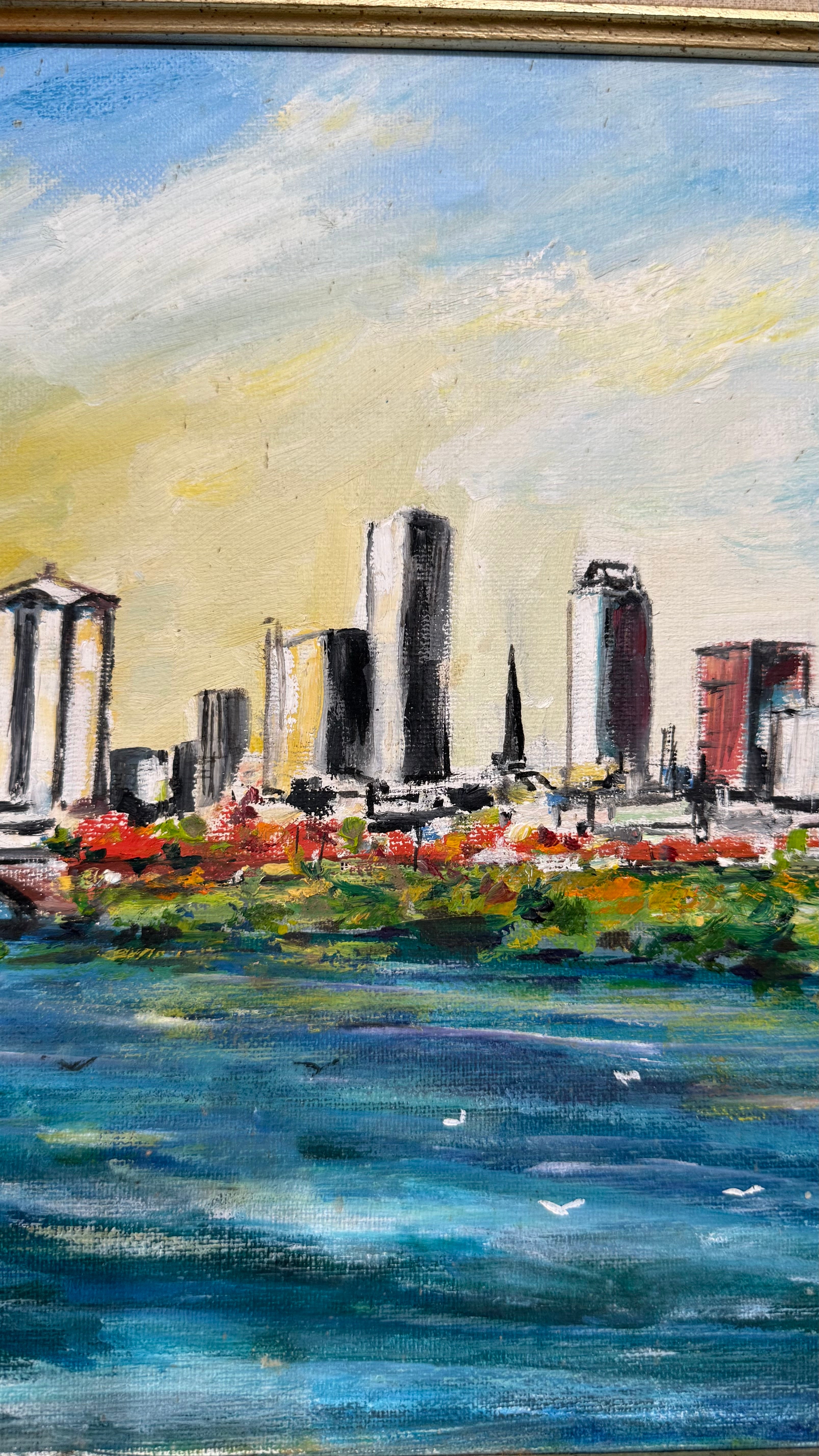 Vintage oil on canvas coastal painting