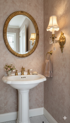 European Rococo Revival brass sconce with crystal drops