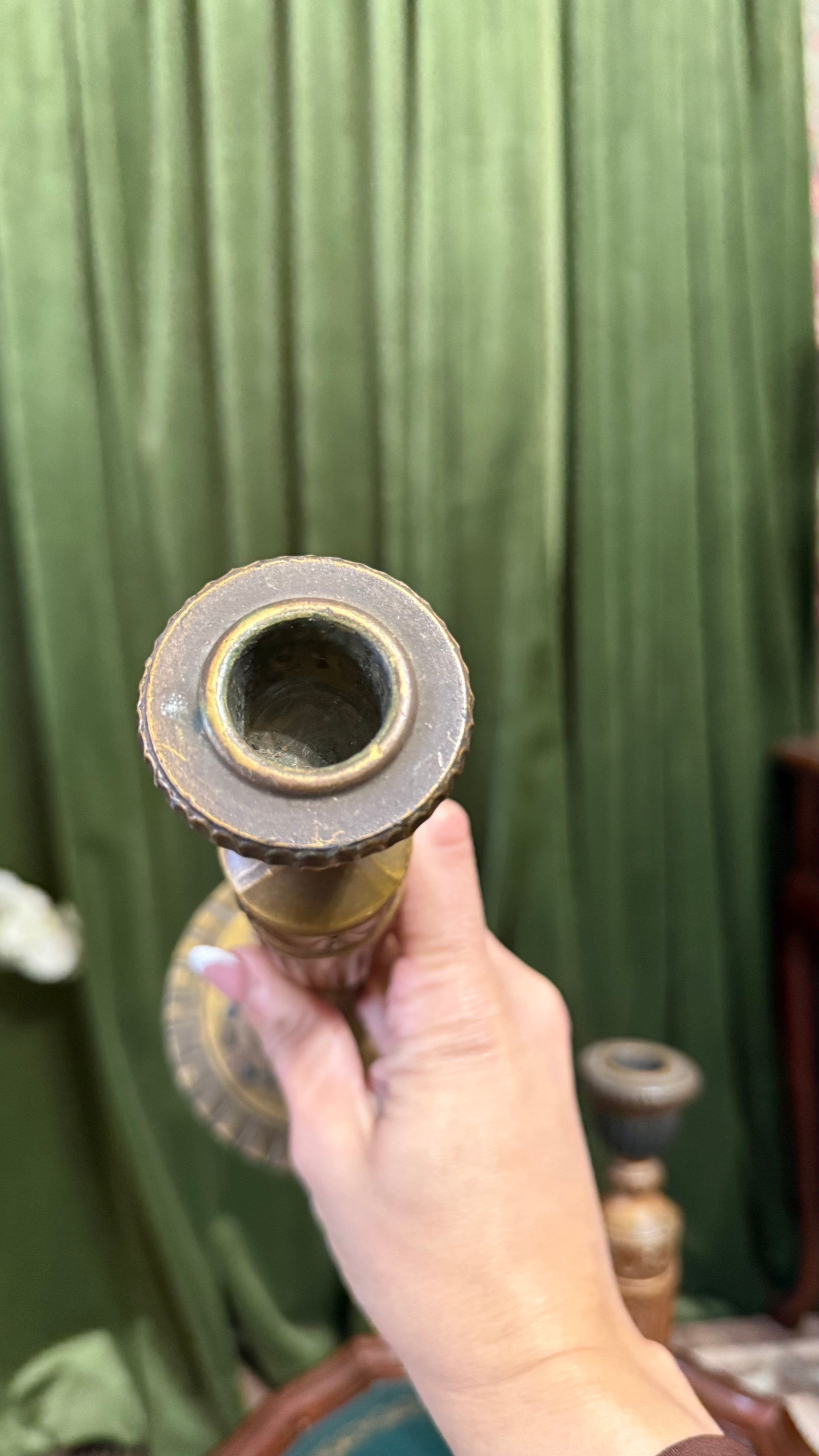 Pair of gilded metal candlesticks