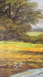 Vintage Original oil on canvas English fox hunting scene signed