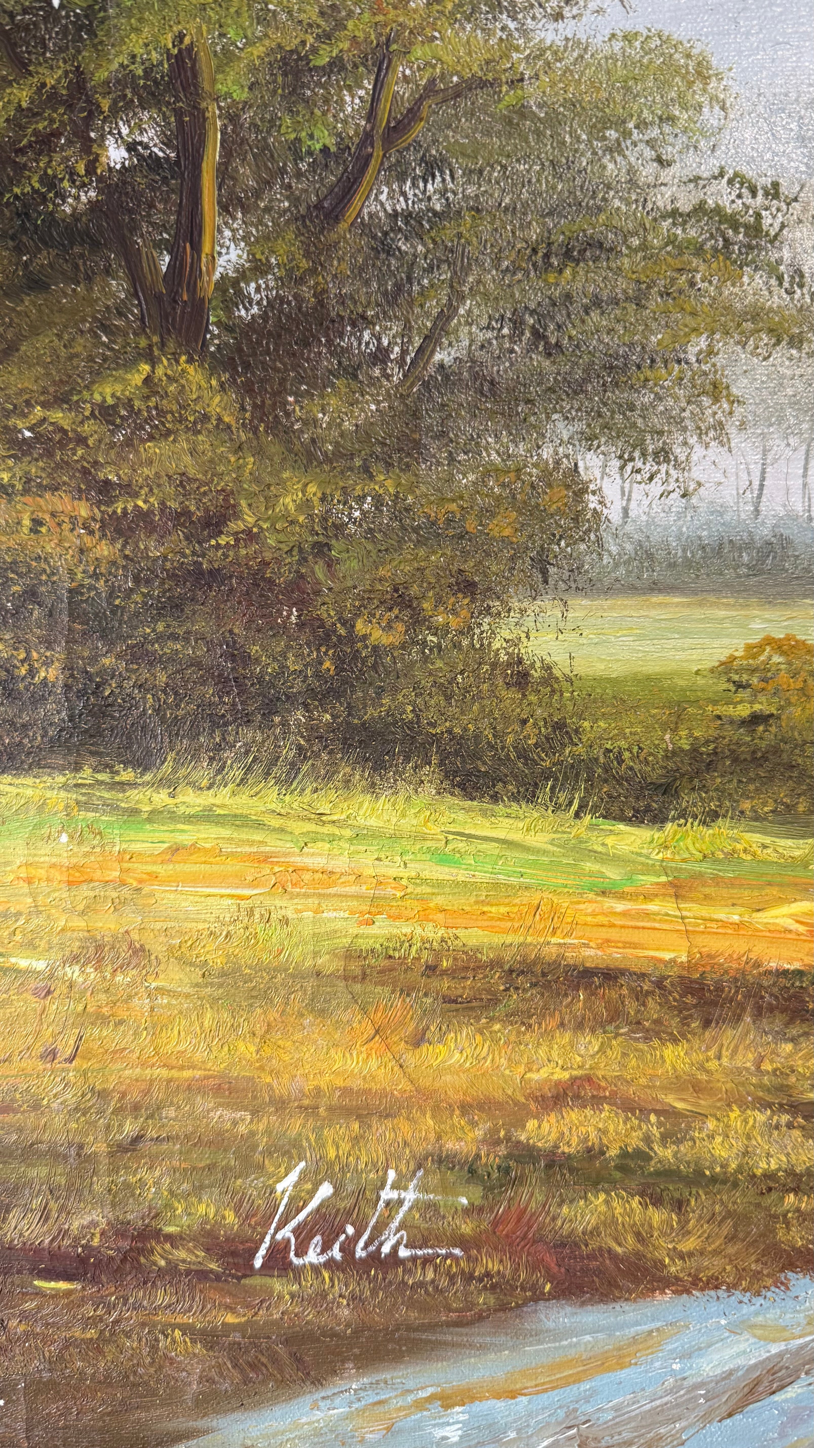 Vintage Original oil on canvas English fox hunting scene signed