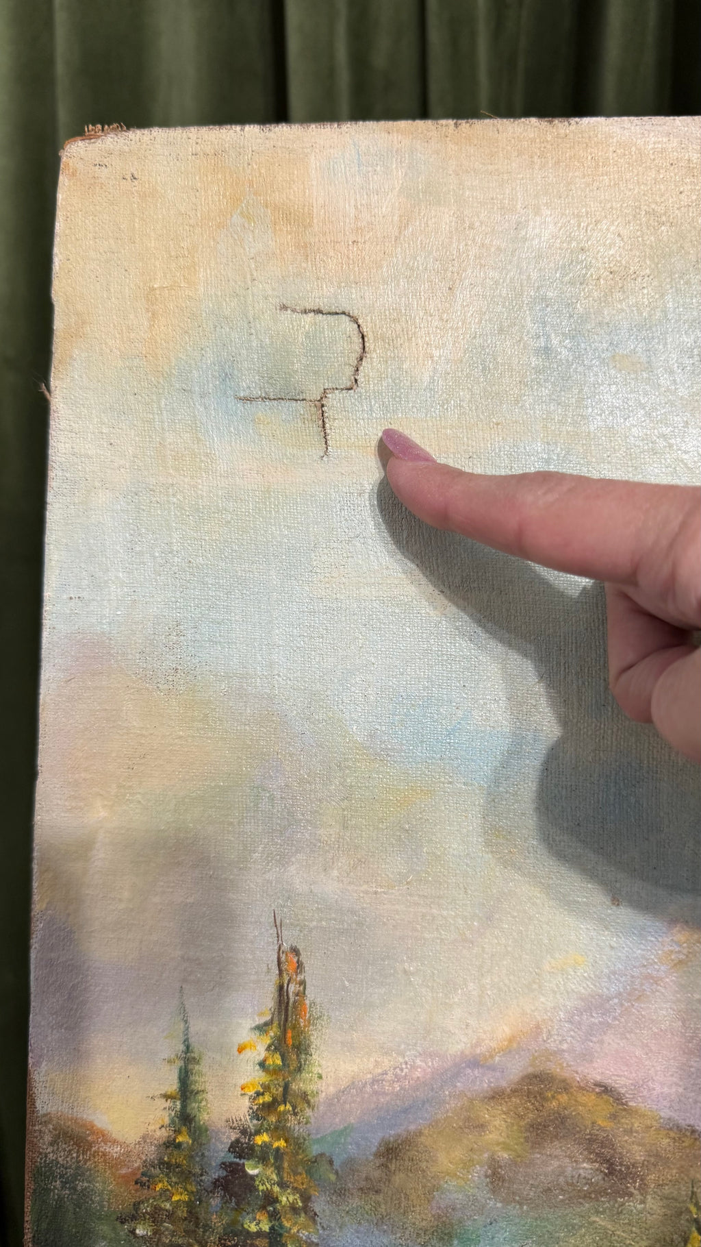 Mountain River Passage landscape Antique oil painting