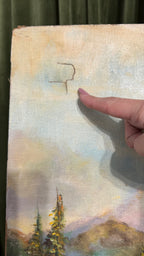 Mountain River Passage landscape Antique oil painting