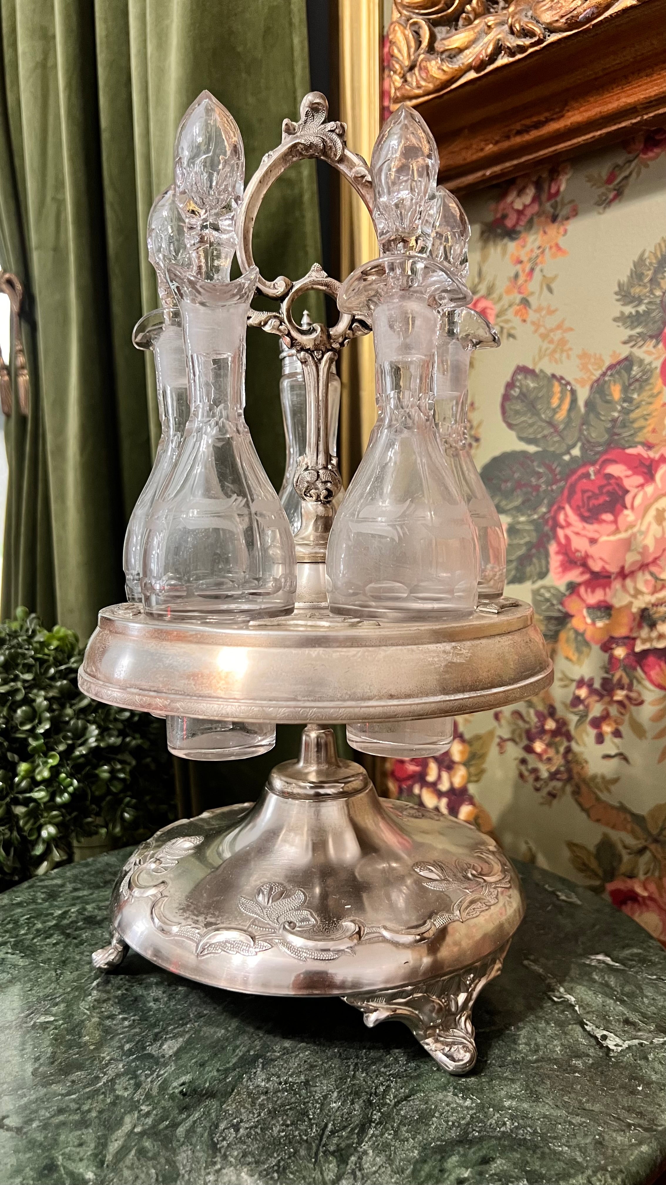 Antique silver plated cruet