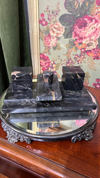 Nero Portoro Italian Black Marble Inkwell Set and Signature Pad