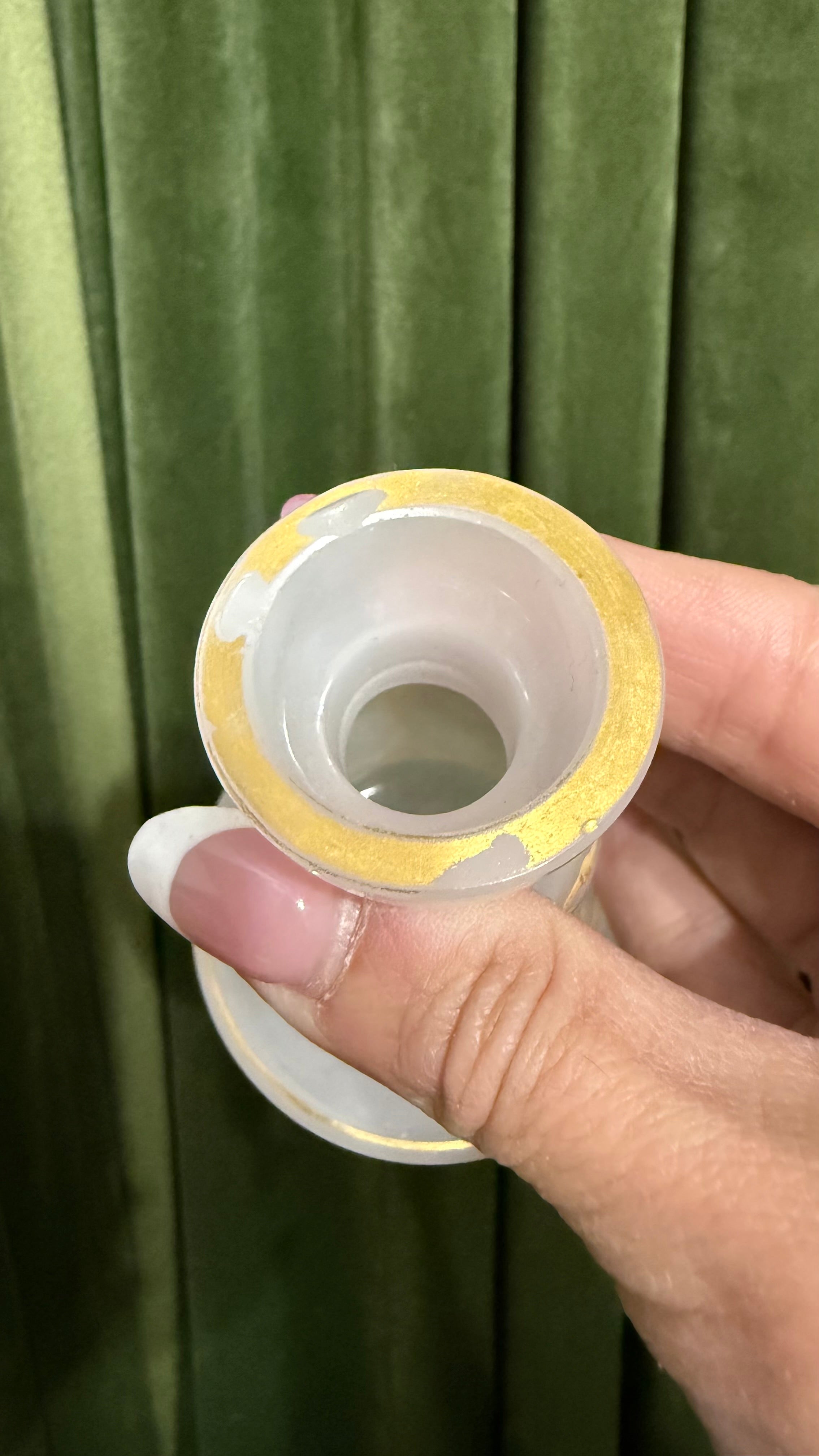 Pair of Bohemian Czech Hand Painted Opaline Bud Vases